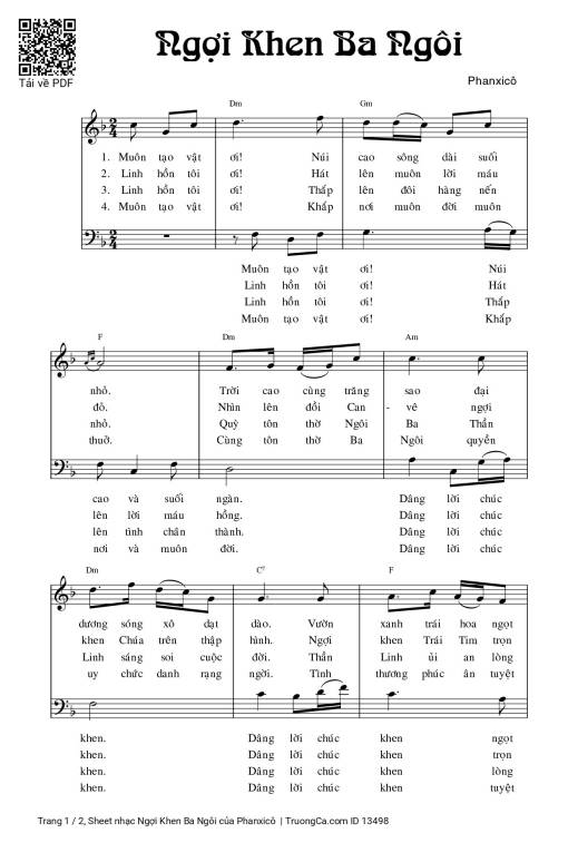 Sheet nhạc PDF bài Ngợi Khen Ba Ngôi