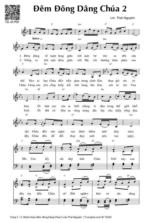 Sheet nhạc PDF bài đêm đông Dâng Chúa 2