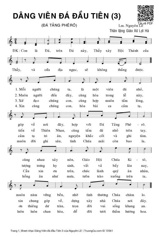 Sheet nhạc PDF bài Dâng Viên đá đầu Tiên 3