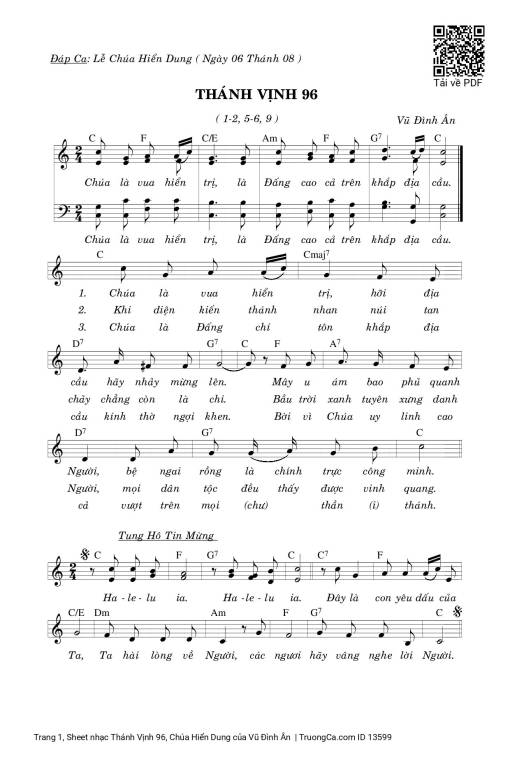 Thánh Vịnh 96, Chúa Hiển Dung