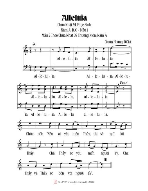 Alleluia Chúa Nhật VI Phục Sinh