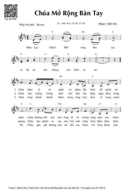 Thánh Vịnh 144, Chúa Mở Rộng Bàn Tay