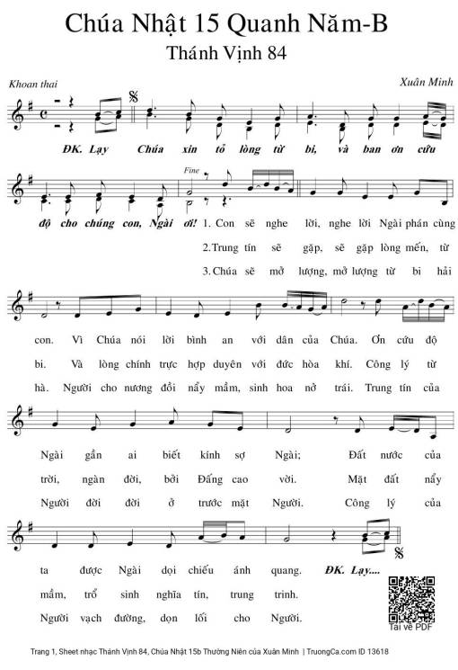 Thánh Vịnh 84, Chúa Nhật 15b Thường Niên