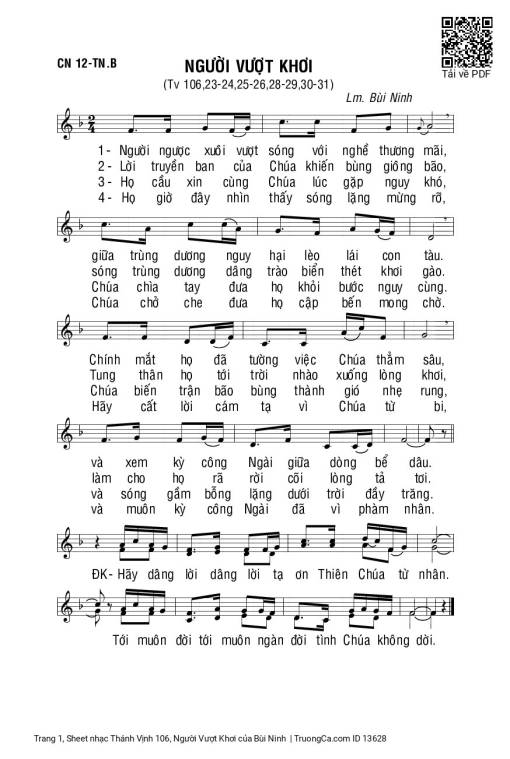 Sheet nhạc PDF bài Thánh Vịnh 106, Người Vượt Khơi