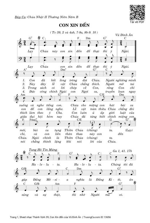 Thánh Vịnh 39, Con Xin đến