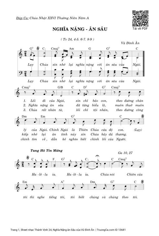 Thánh Vịnh 24, Nghĩa Nặng ân Sâu