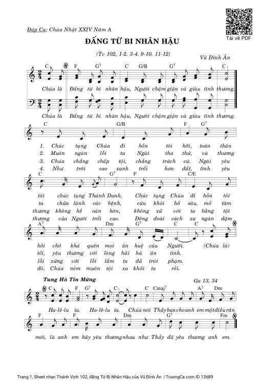 Thánh Vịnh 102, đấng Từ Bi Nhân Hậu