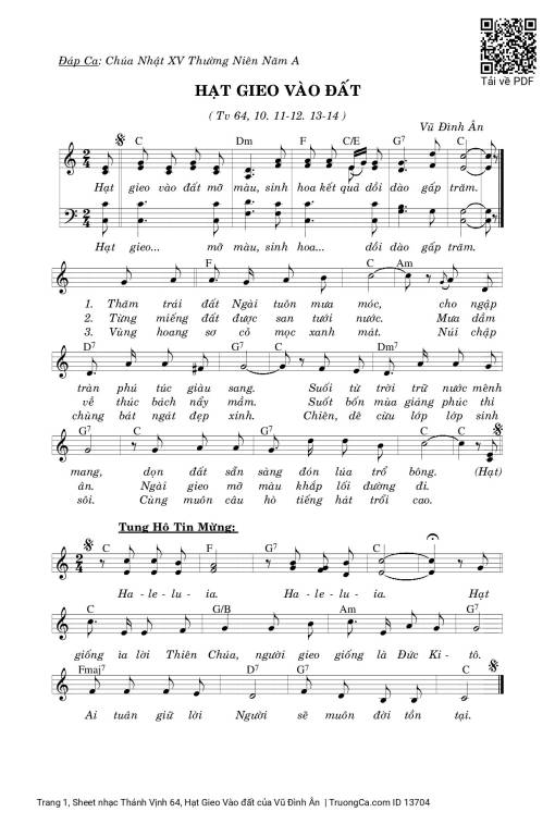 Thánh Vịnh 64, Hạt Gieo Vào đất