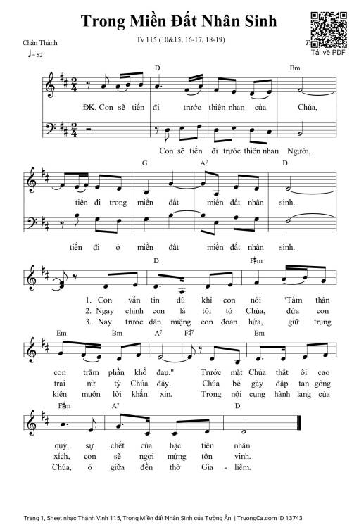 Sheet nhạc PDF bài Thánh Vịnh 115, Trong Miền đất Nhân Sinh