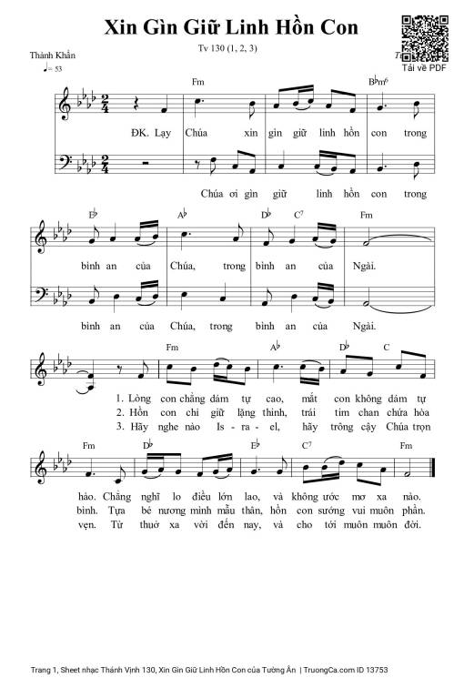 Thánh Vịnh 130, Xin Gìn Giữ Linh Hồn Con
