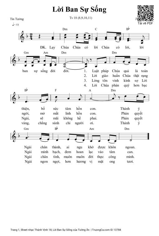 Thánh Vịnh 18, Lời Ban Sự Sống