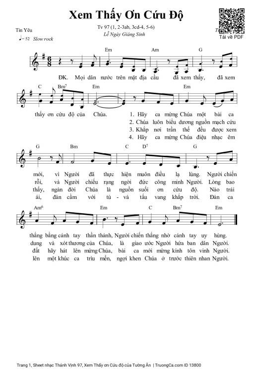 Sheet nhạc PDF bài Thánh Vịnh 97, Xem Thấy ơn Cứu độ
