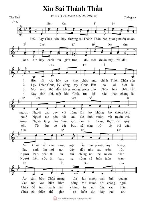 Thánh Vịnh 103, Xin Sai Thánh Thần