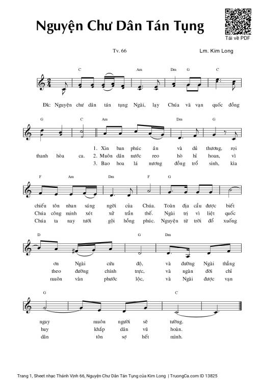 Sheet nhạc PDF bài Thánh Vịnh 66, Nguyện Chư Dân Tán Tụng