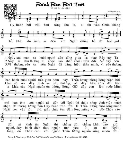 Sheet nhạc PDF bài Bánh Ban Bởi Trời