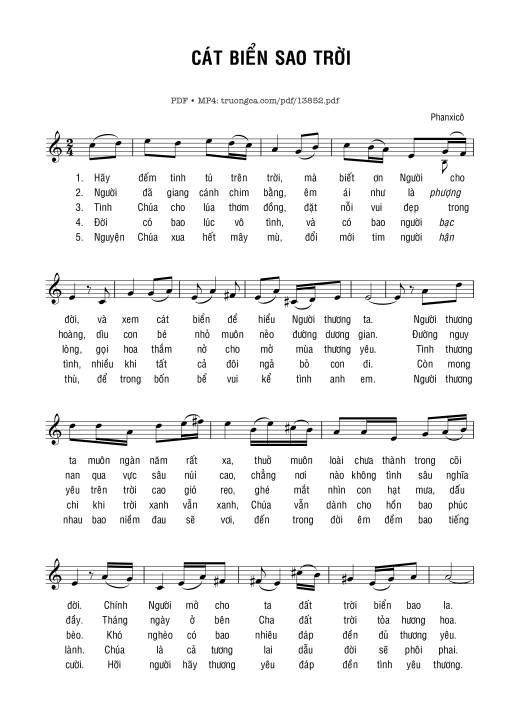 Sheet nhạc PDF bài Cát Biển Sao Trời