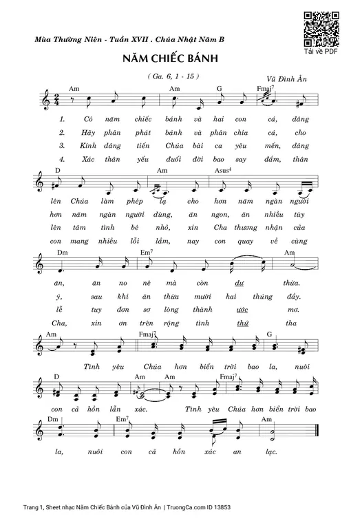 Sheet nhạc PDF bài Năm Chiếc Bánh