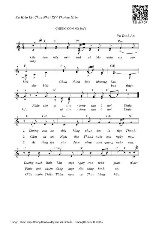 Sheet nhạc PDF bài Chúng Con No đầy