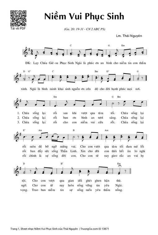 Sheet nhạc PDF bài Niềm Vui Phục Sinh