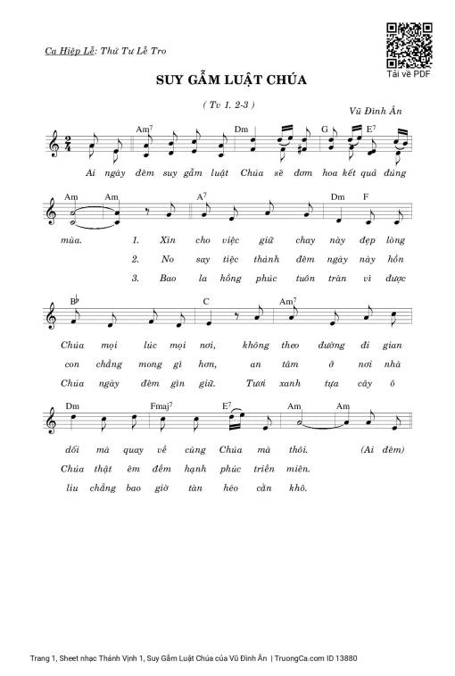 Sheet nhạc PDF bài Thánh Vịnh 1, Suy Gẫm Luật Chúa