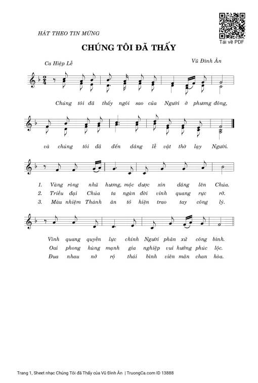 Sheet nhạc PDF bài Chúng Tôi đã Thấy