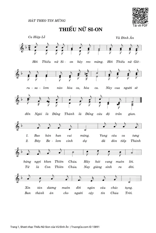Sheet nhạc PDF bài Thiếu Nữ Sion