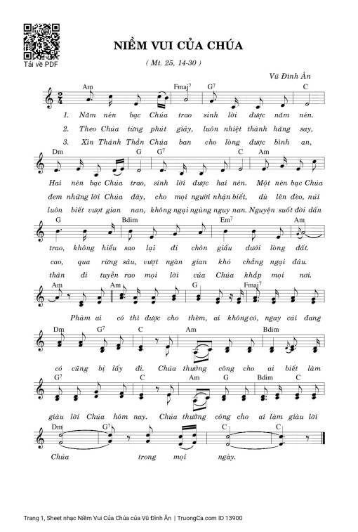 Sheet nhạc PDF bài Niềm Vui Của Chúa