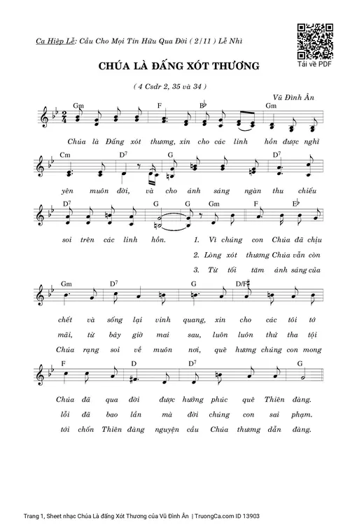 Sheet nhạc PDF bài Chúa Là đấng Xót Thương
