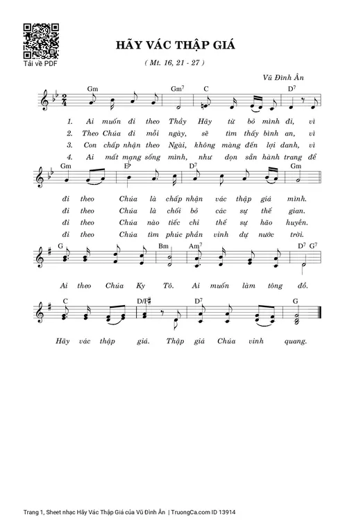 Sheet nhạc PDF bài Hãy Vác Thập Giá