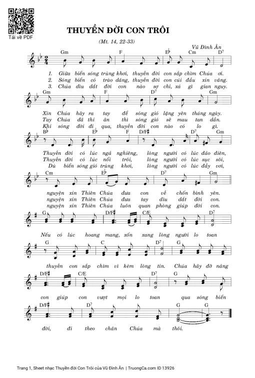 Sheet nhạc PDF bài Thuyền đời Con Trôi