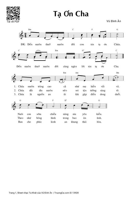 Sheet nhạc PDF bài Ta Khát - Vũ Đình Ân