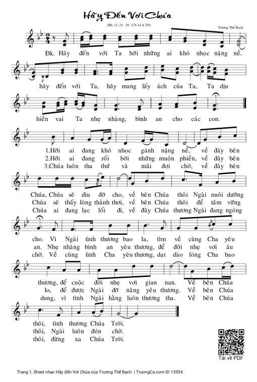 Sheet nhạc PDF bài Hãy đến Với Chúa