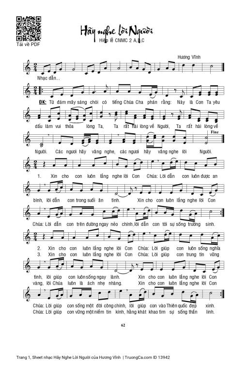 Sheet nhạc PDF bài Hãy Nghe Lời Người