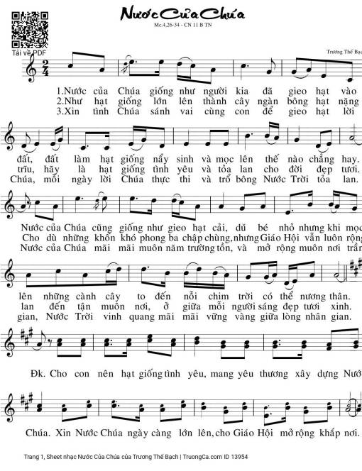 Sheet nhạc PDF bài Nước Của Chúa