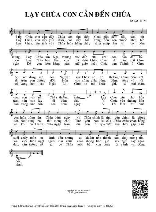 Lạy Chúa Con Cần đến Chúa