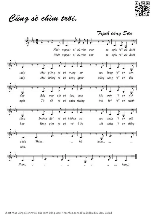 Sheet nhạc PDF bài Cũng sẽ chìm trôi