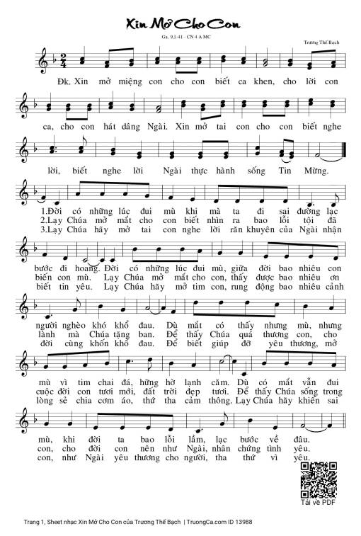 Xin Mở Cho Con - Trương Thế Bạch