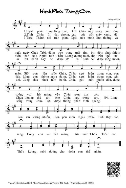 Sheet nhạc PDF bài Hạnh Phúc Trong Con