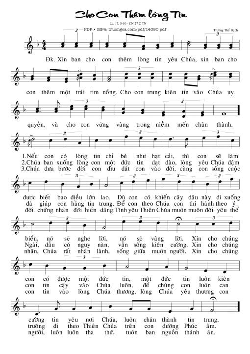 Sheet nhạc PDF bài Cho Con Thêm Lòng Tin