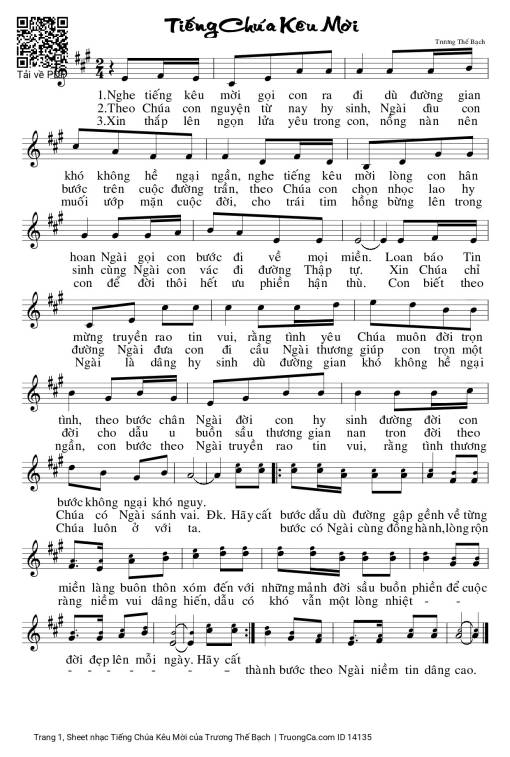 Sheet nhạc PDF bài Tiếng Chúa Kêu Mời