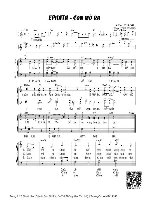 Sheet nhạc PDF bài Ephata Con Mở Ra