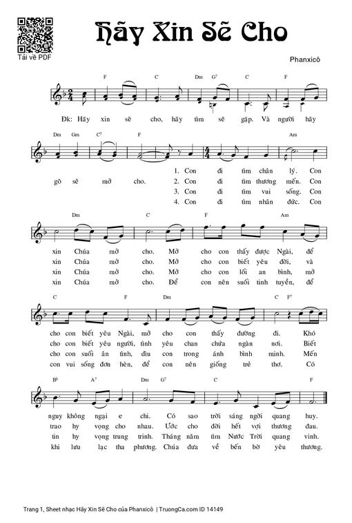Sheet nhạc PDF bài Hãy Xin Sẽ Cho