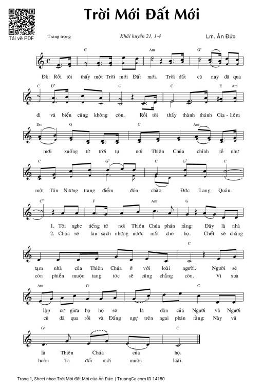 Sheet nhạc PDF bài Trời Mới đất Mới