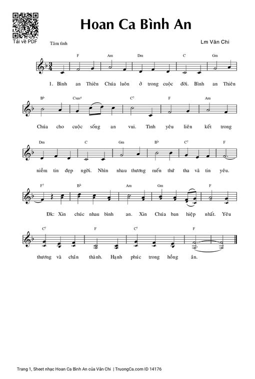Sheet nhạc PDF bài Hoan Ca Bình An