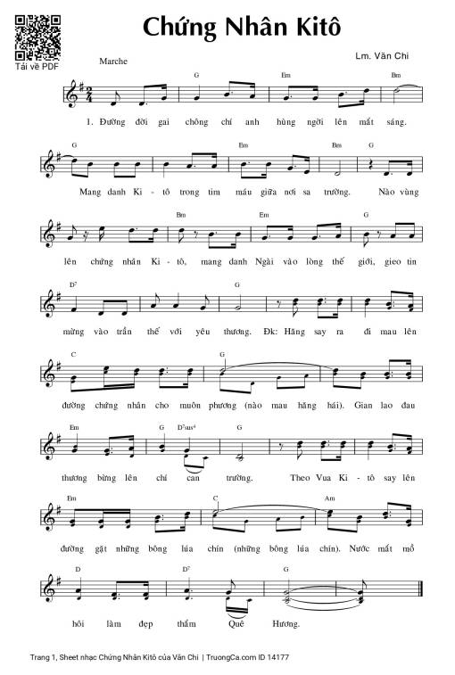 Sheet nhạc PDF bài Chứng Nhân Kitô