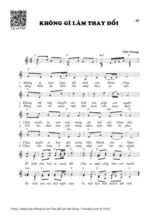 Sheet nhạc PDF bài Không Gì Làm Thay đổi