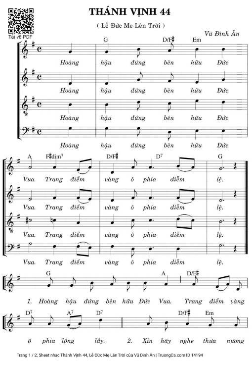 Thánh Vịnh 44, Lễ đức Mẹ Lên Trời