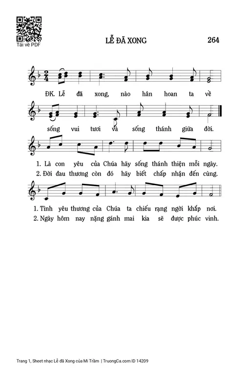 Sheet nhạc PDF bài Lễ đã Xong - Mi Trầm