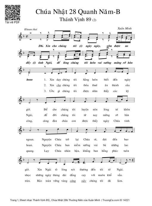 Thánh Vịnh 89) , Chúa Nhật 28b Thường Niên
