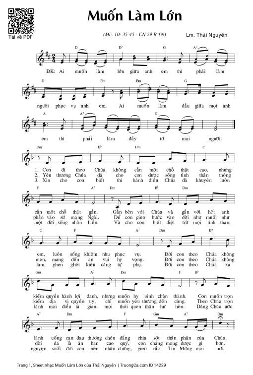 Sheet nhạc PDF bài Muốn Làm Lớn
